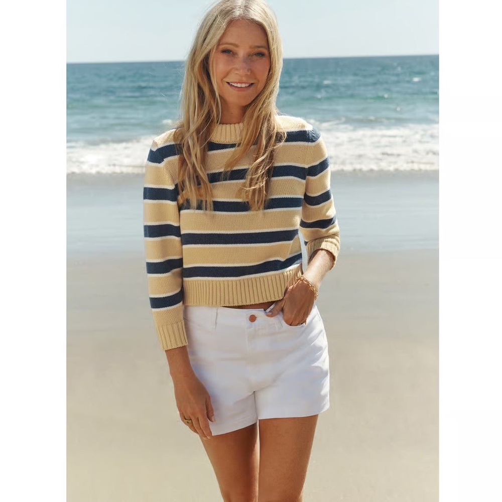 G. LABEL BY GOOP Prep School Sweater in Black Yellow Striped size S